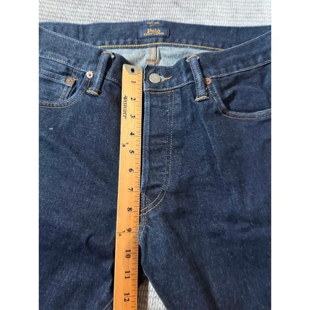 Polo Ralph Lauren Varick Slim Straight Jeans Mens 34x31 Dark Wash Indigo Denim